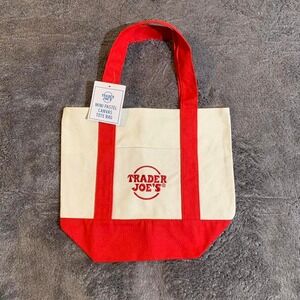 Trader Joe's Mini red canvas tote bag New